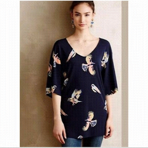 ANTHROPOLOGIE-DELETTA Bird Print Tunic Kimono